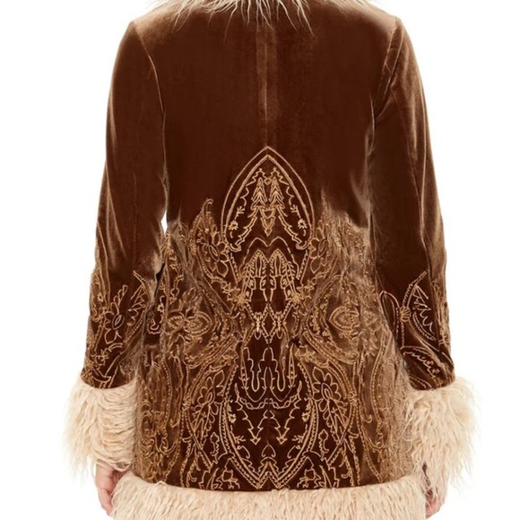 Forever 21 Penny Lane Coat. Faux Fur-Trim Embroidered Coat w/Pockets Size Small - Picture 2 of 10